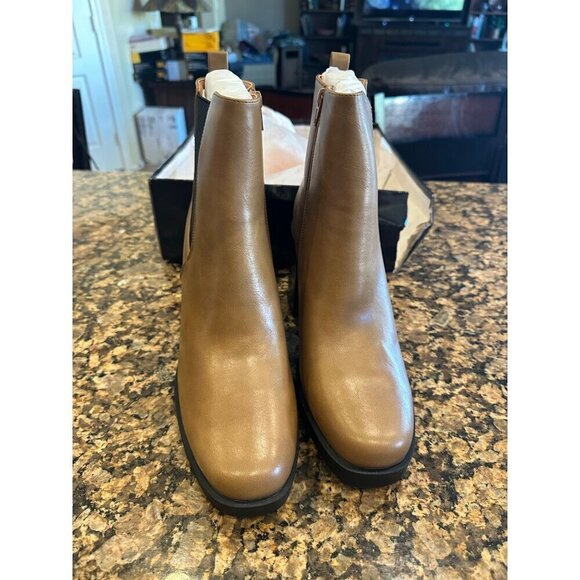 Hawkwell  Platform Side Zipper Chelsea Boots Chunky High Heel Square Toe SZ 9 - Picture 3 of 6